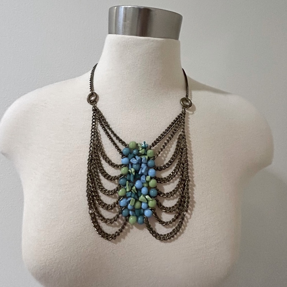 India Womens Turquoise Multi Strand Maldives Necklace with Lobster Clasp